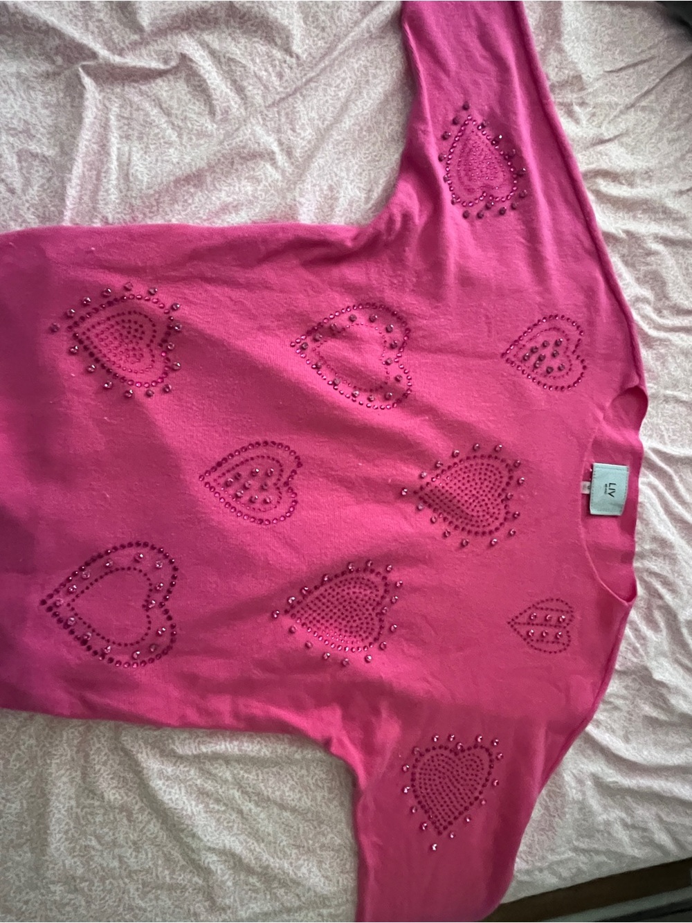 Milano Hot Pink Heart Embellished Sweater Top